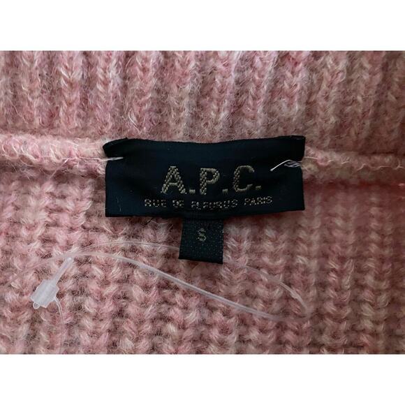 A.P.C. Women's Button Front Heavy Knit Cardigan Sweater Pockets Dusty Pink NWOT - Picture 7 of 8